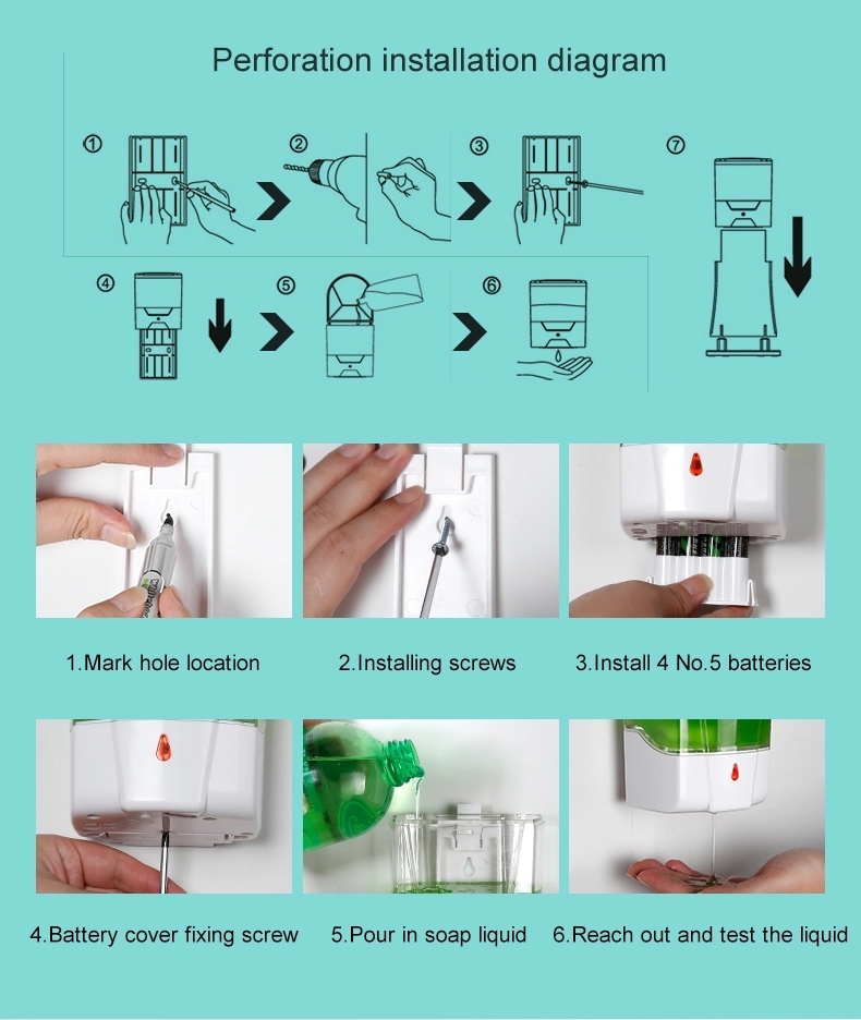 Automatic Hand Sanitizer, Isabune Itanga Ubucuruzi kubwiherero, igikoni, na hoteri (9)