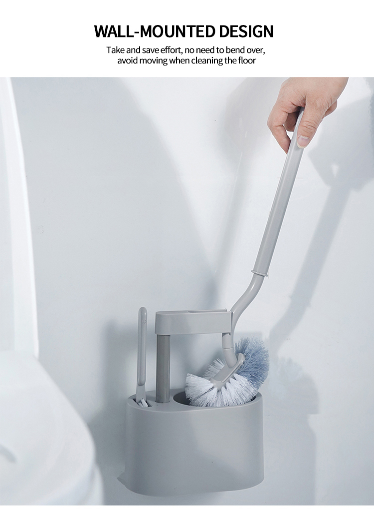 Toalettbørste Veggmontert toalettbørsterengjøring Høykvalitets toalettbørste og -holder (3)